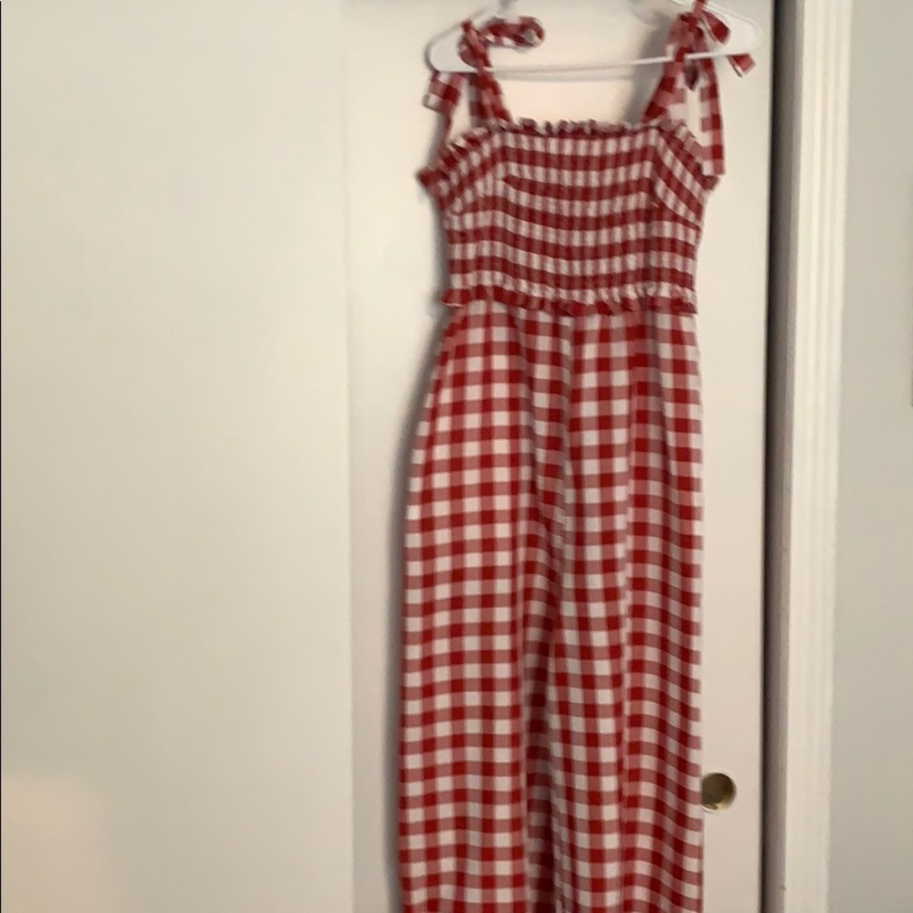 Red gingham jumpsuit